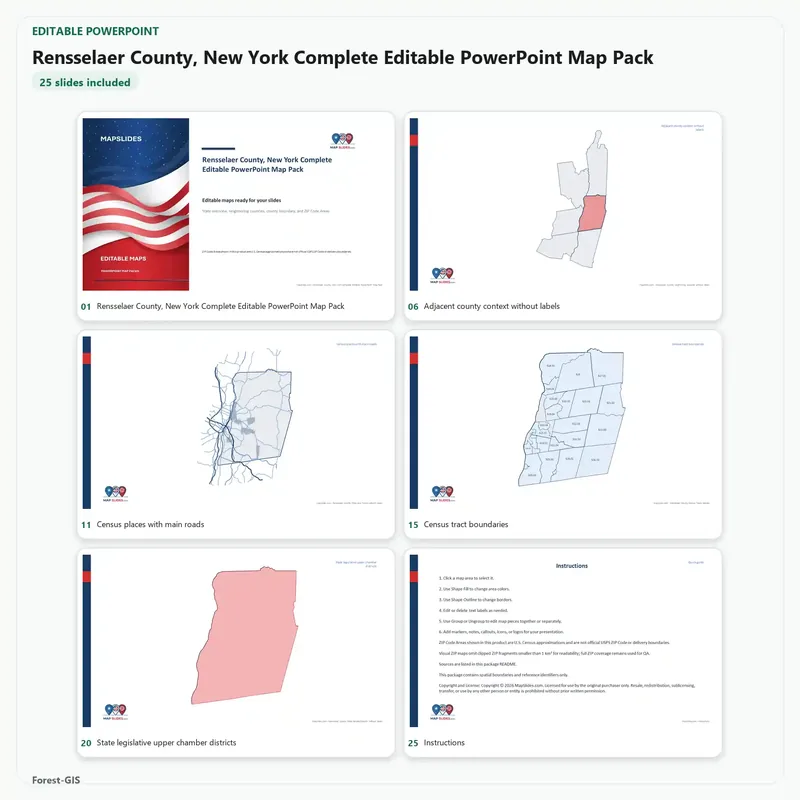 Rensselaer County, New York Editable Map Pack