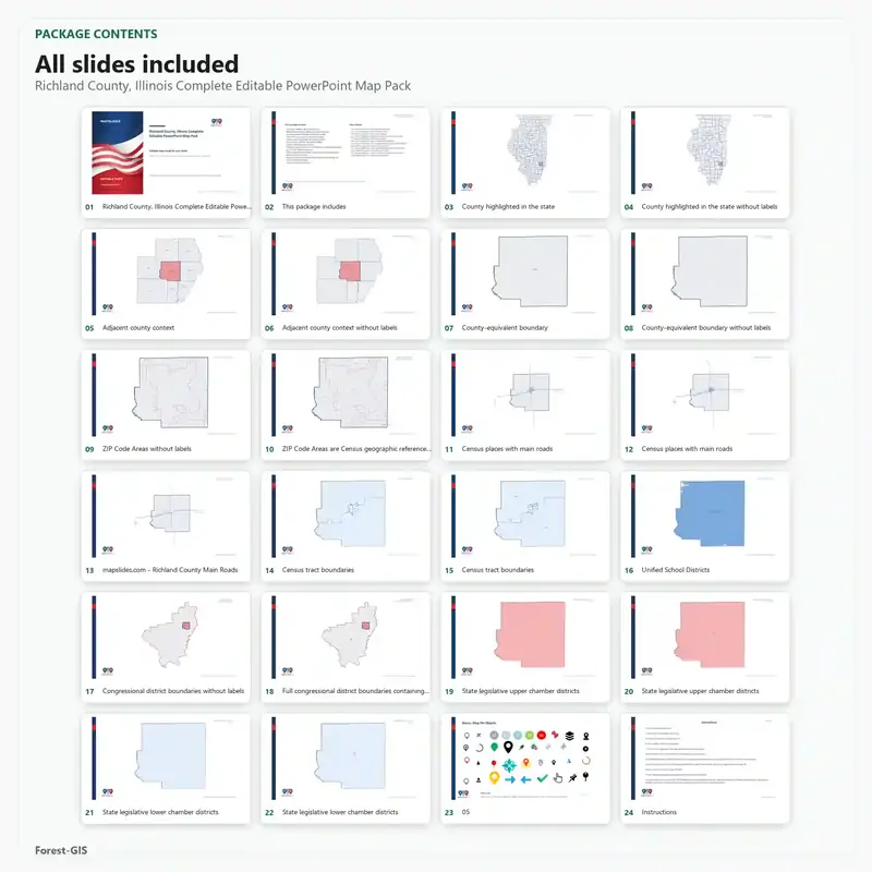 Richland County, Illinois Editable Map Pack - Image 2