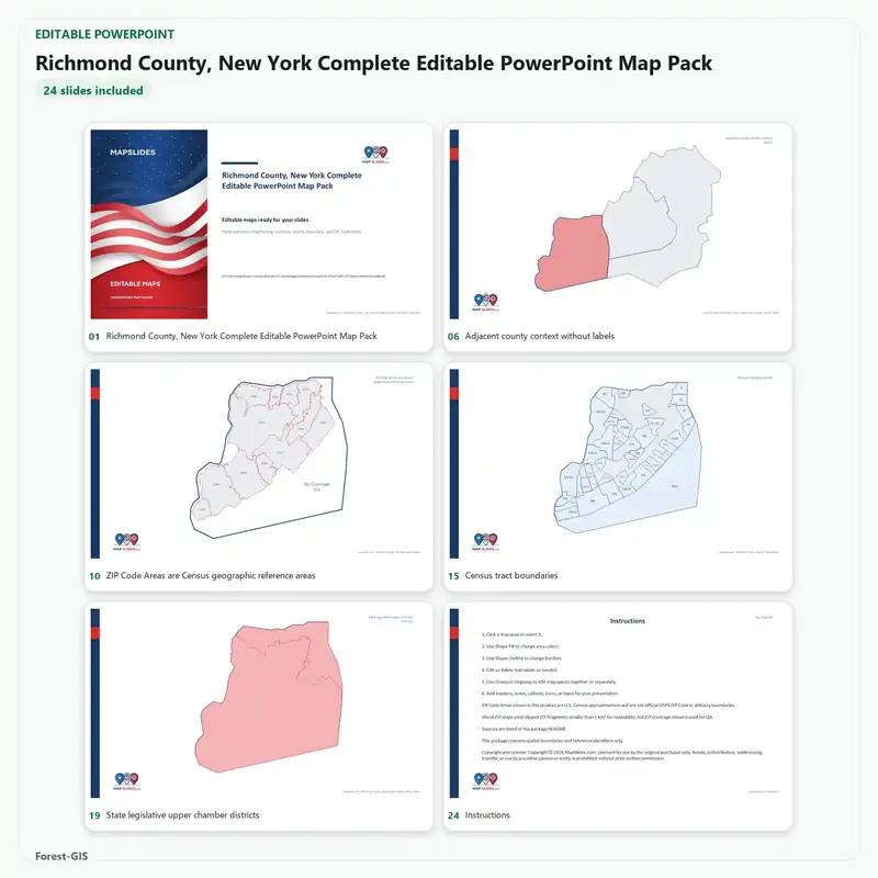 Richmond County, New York Editable Map Pack