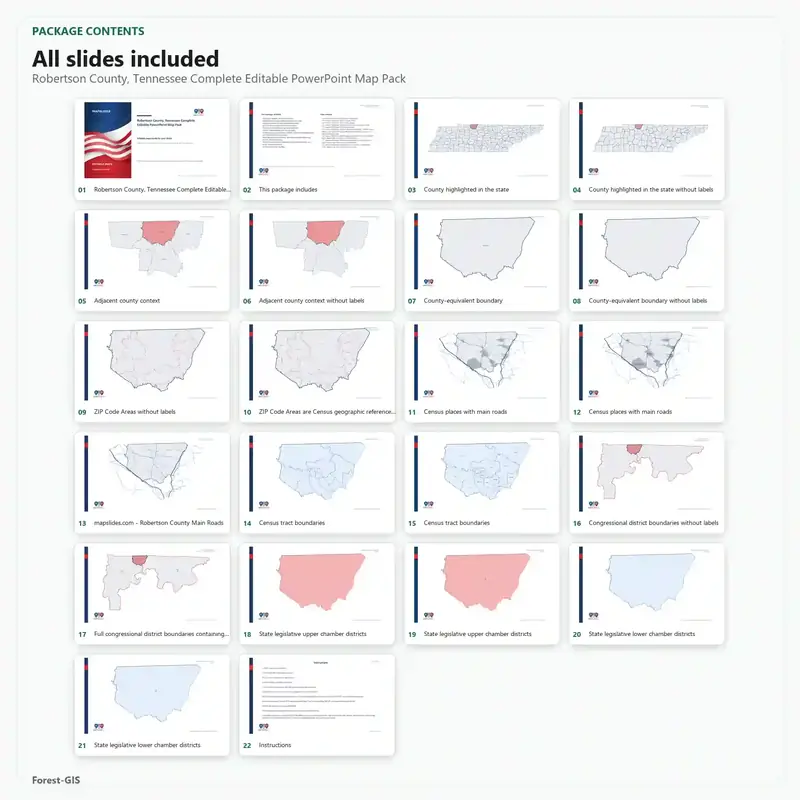 Robertson County, Tennessee Editable Map Pack - Image 2