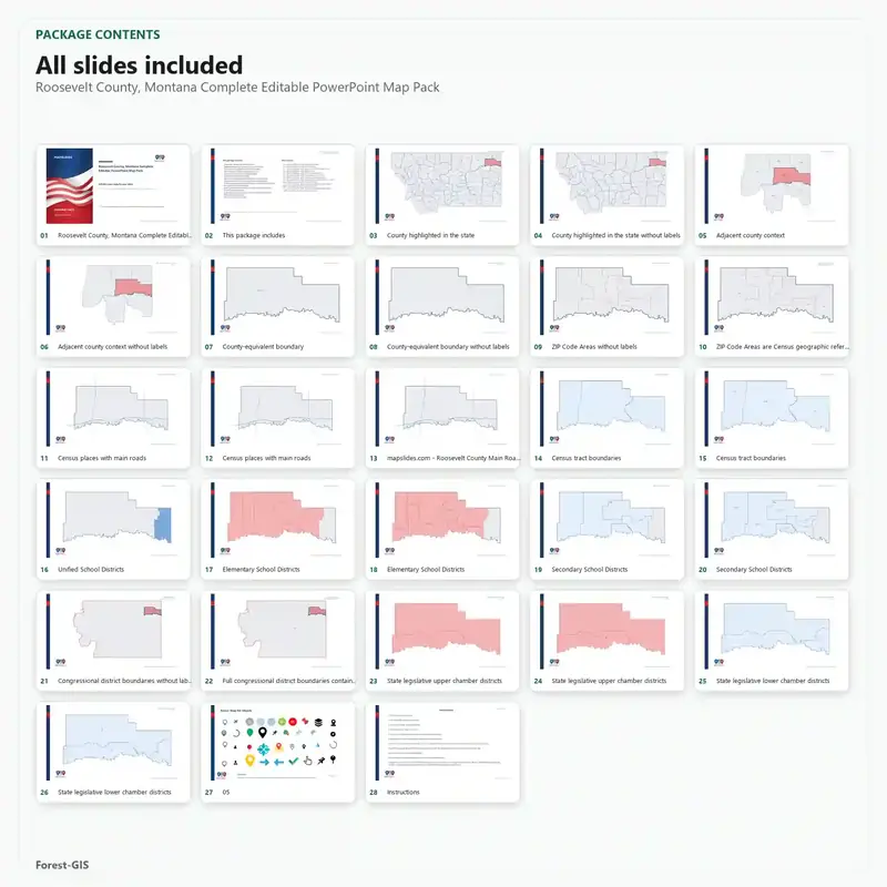 Roosevelt County, Montana Editable Map Pack - Image 2