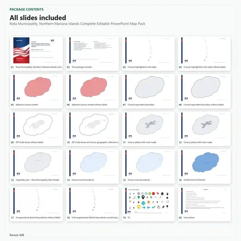 Rota Municipality, Northern Mariana Islands Editable Map Pack - Image 2