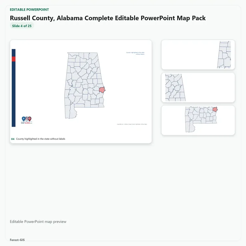 Russell County, Alabama Editable Map Pack - Image 4