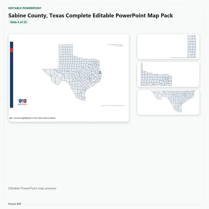 Sabine County, Texas Editable Map Pack - Image 4