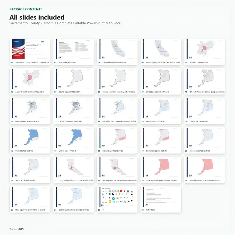 Sacramento County, California Editable Map Pack - Image 2