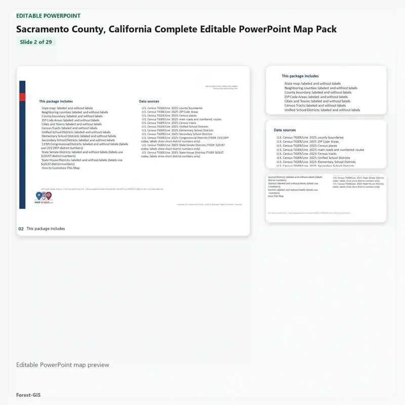 Sacramento County, California Editable Map Pack - Image 3
