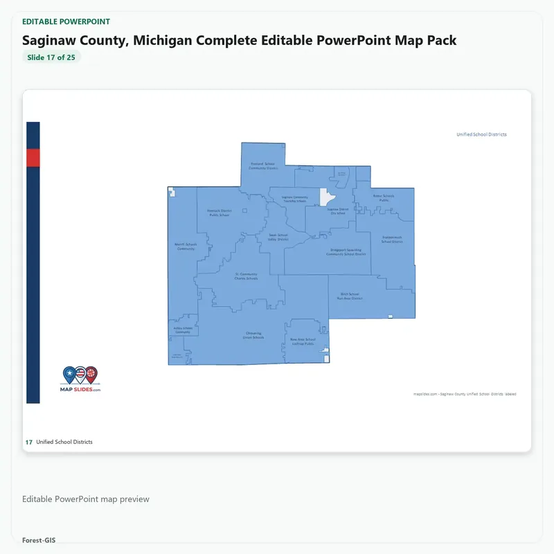 Saginaw County, Michigan Editable Map Pack - Image 5