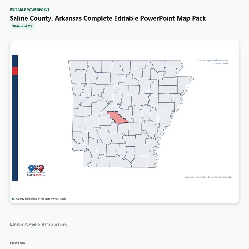 Saline County, Arkansas Editable Map Pack - Image 4