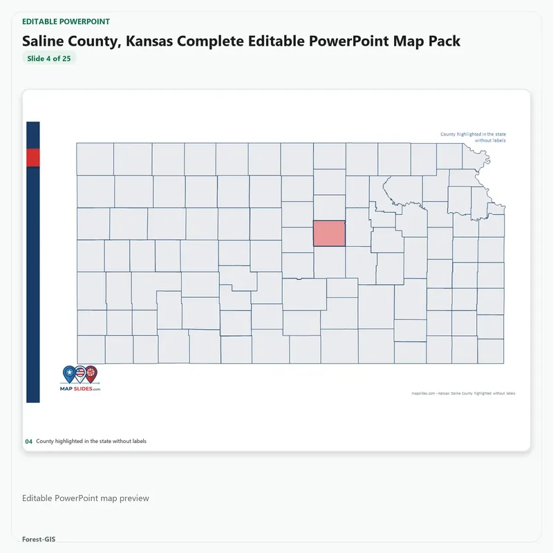 Saline County, Kansas Editable Map Pack - Image 4