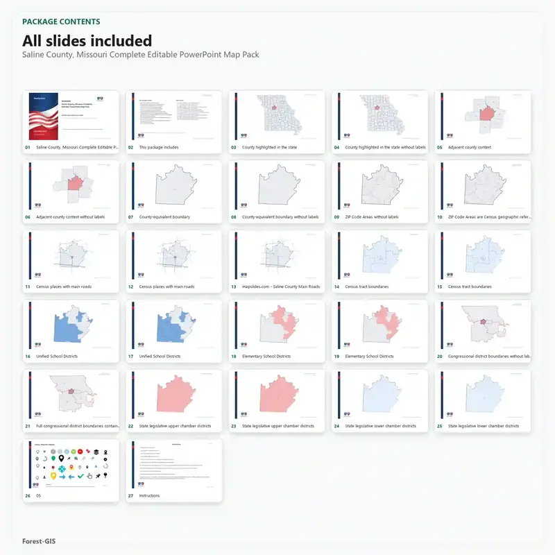 Saline County, Missouri Editable Map Pack - Image 2