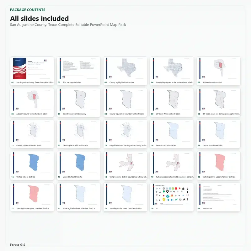 San Augustine County, Texas Editable Map Pack - Image 2