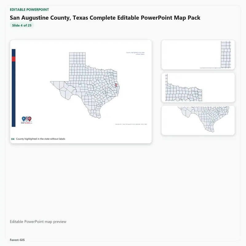 San Augustine County, Texas Editable Map Pack - Image 4