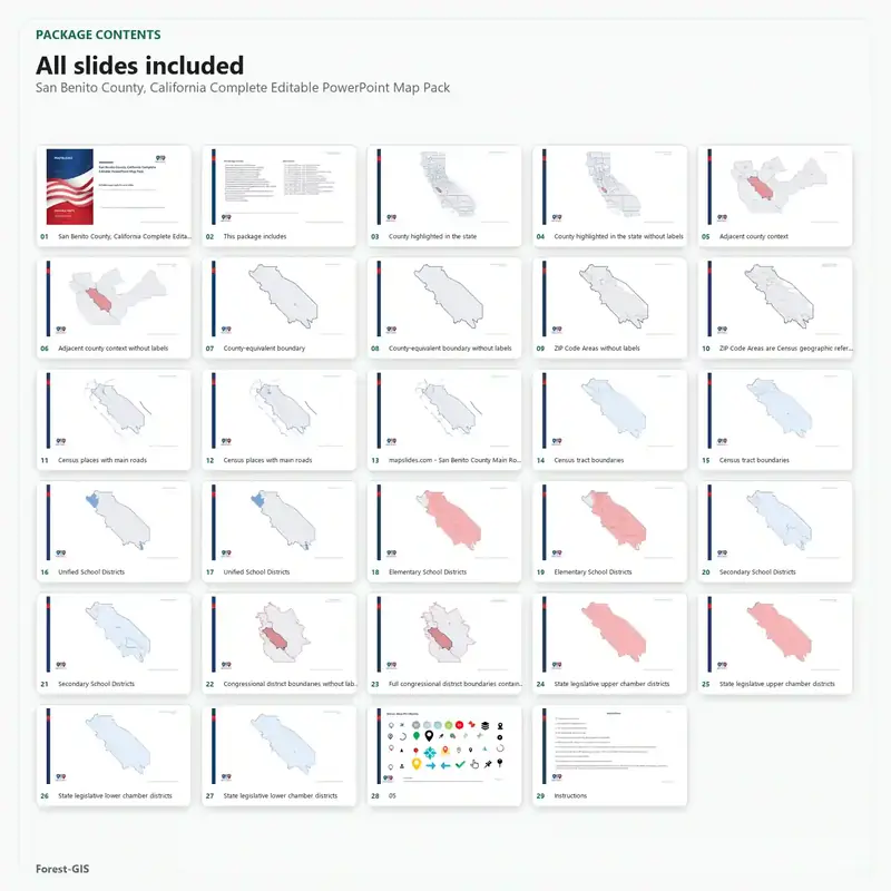 San Benito County, California Editable Map Pack - Image 2