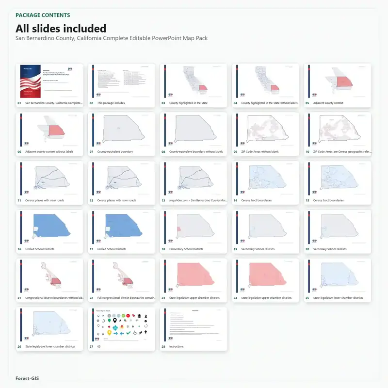 San Bernardino County, California Editable Map Pack - Image 2