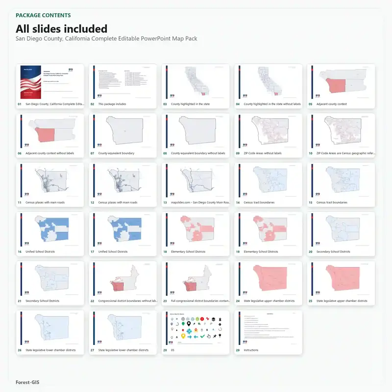 San Diego County, California Editable Map Pack - Image 2