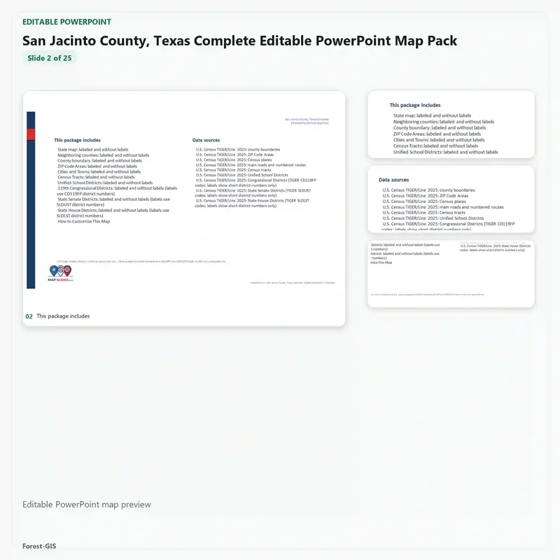 San Jacinto County, Texas Editable Map Pack - Image 3