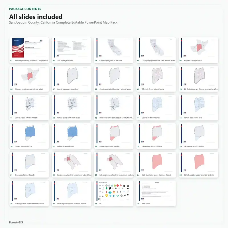 San Joaquin County, California Editable Map Pack - Image 2