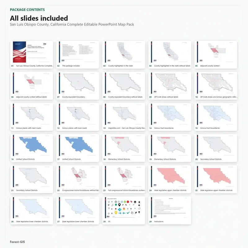 San Luis Obispo County, California Editable Map Pack - Image 2