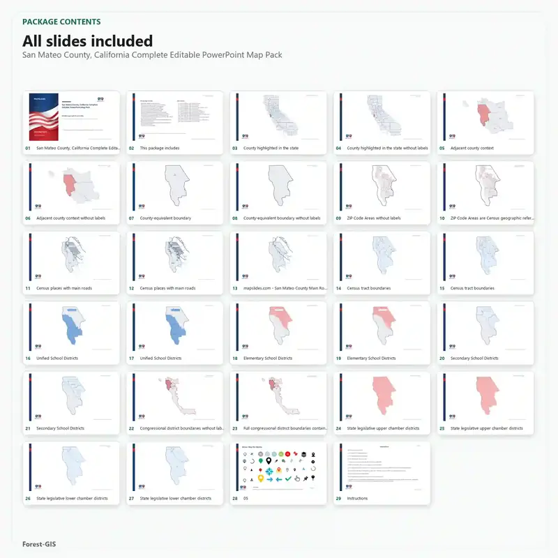 San Mateo County, California Editable Map Pack - Image 2