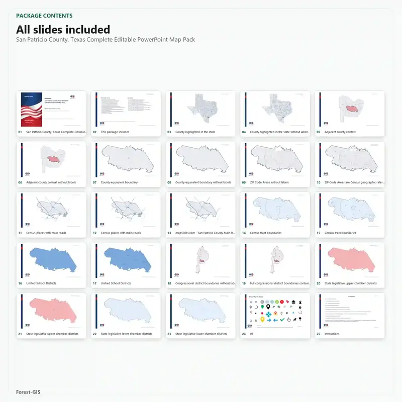 San Patricio County, Texas Editable Map Pack - Image 2