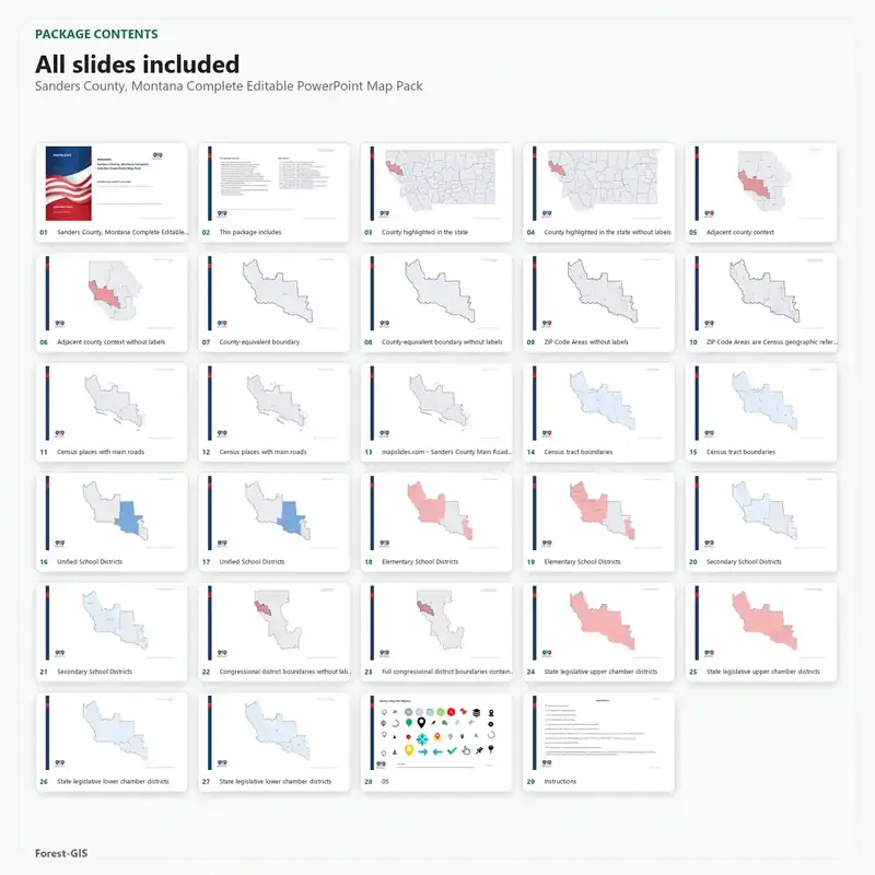 Sanders County, Montana Editable Map Pack - Image 2