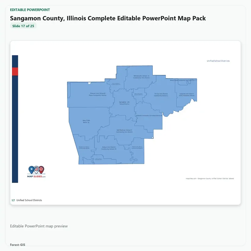 Sangamon County, Illinois Editable Map Pack - Image 5