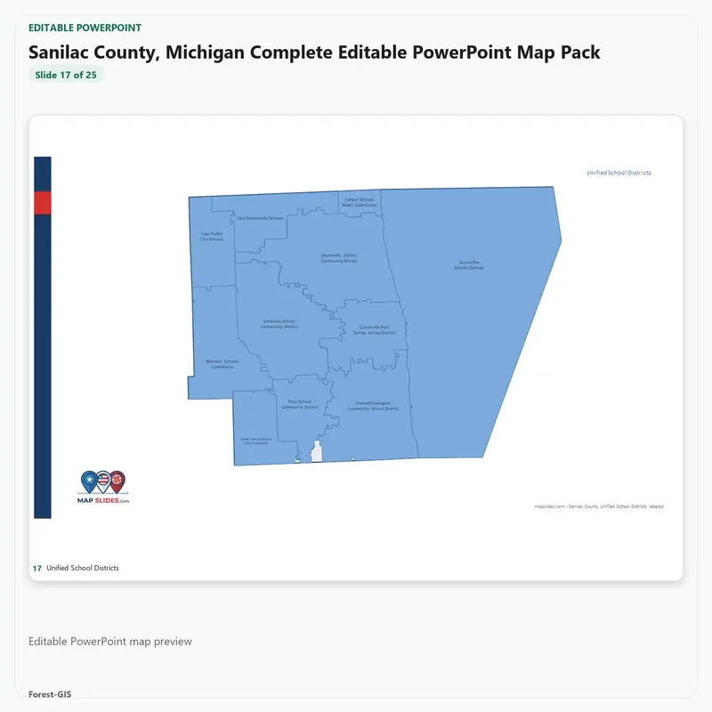 Sanilac County, Michigan Editable Map Pack - Image 5
