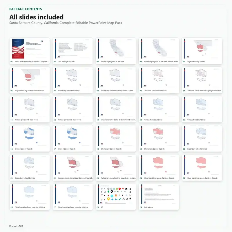 Santa Barbara County, California Editable Map Pack - Image 2