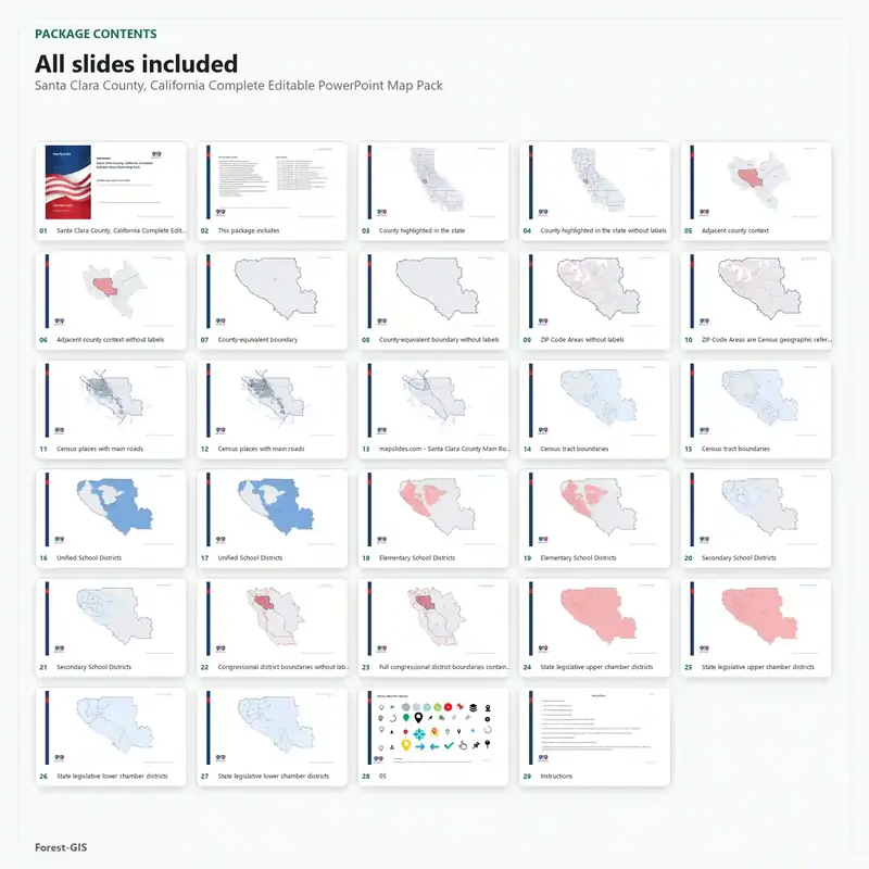 Santa Clara County, California Editable Map Pack - Image 2