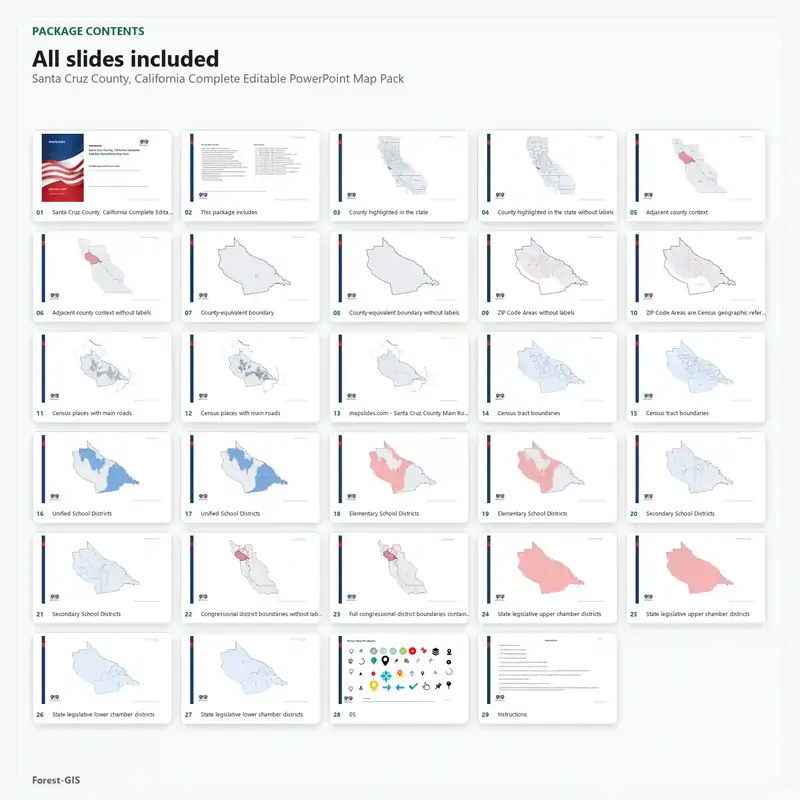 Santa Cruz County, California Editable Map Pack - Image 2