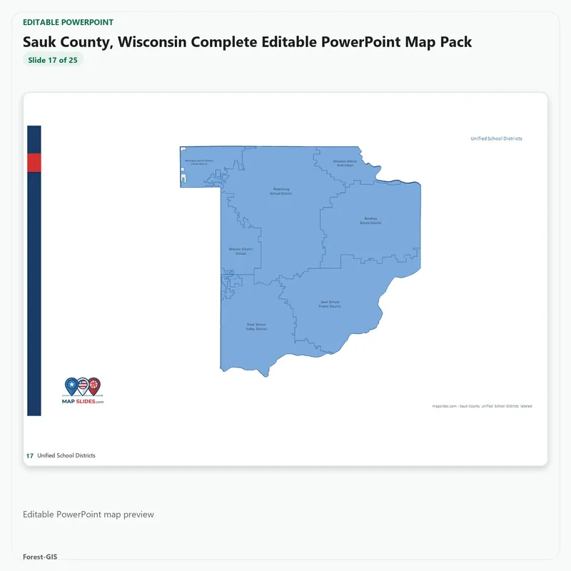 Sauk County, Wisconsin Editable Map Pack - Image 5