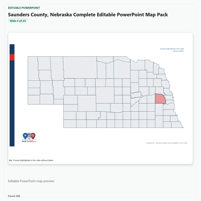 Saunders County, Nebraska Editable Map Pack - Image 4