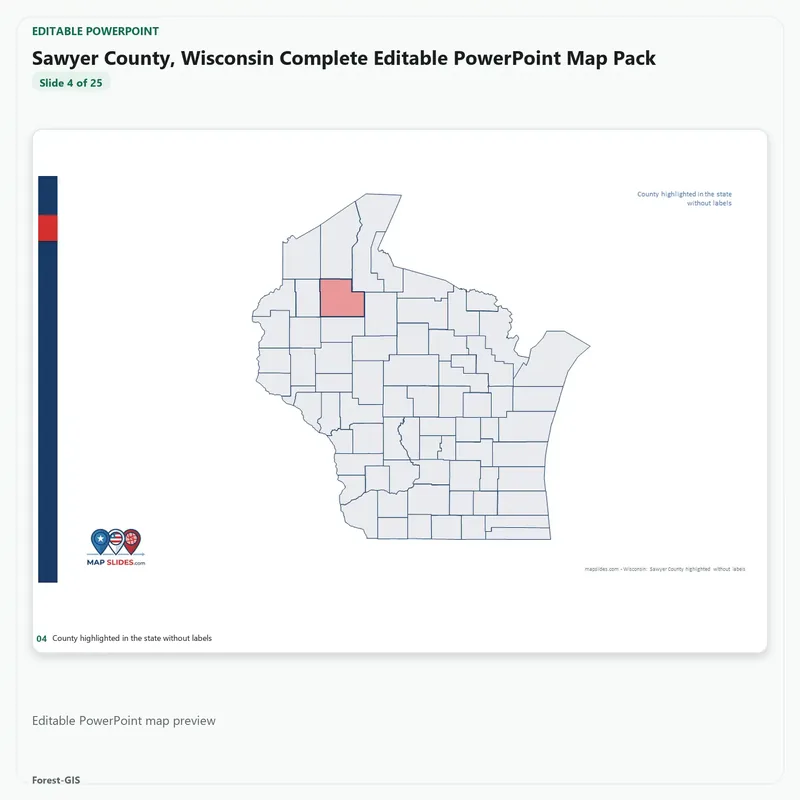 Sawyer County, Wisconsin Editable Map Pack - Image 4