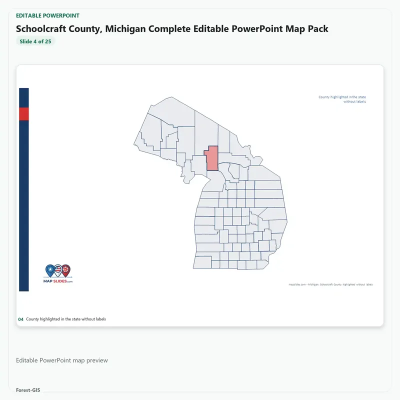 Schoolcraft County, Michigan Editable Map Pack - Image 4