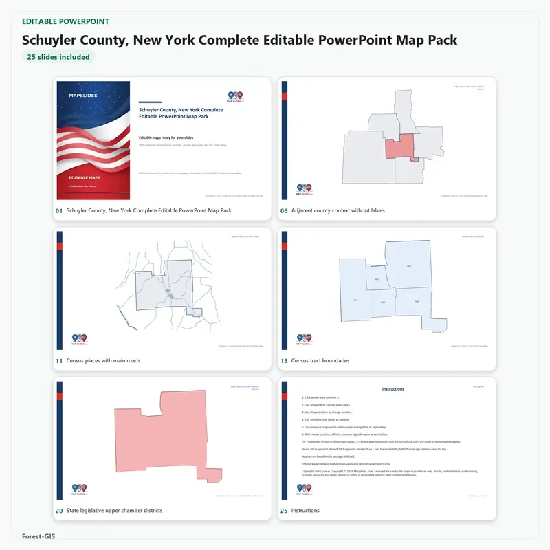 Schuyler County, New York Editable Map Pack