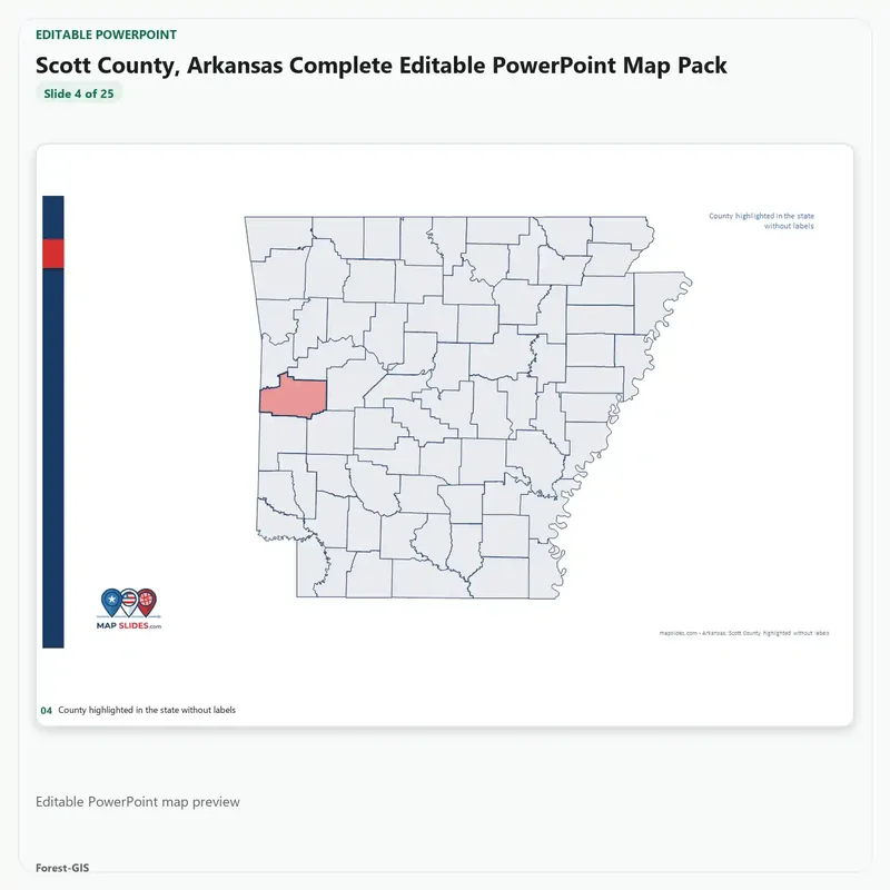 Scott County, Arkansas Editable Map Pack - Image 4