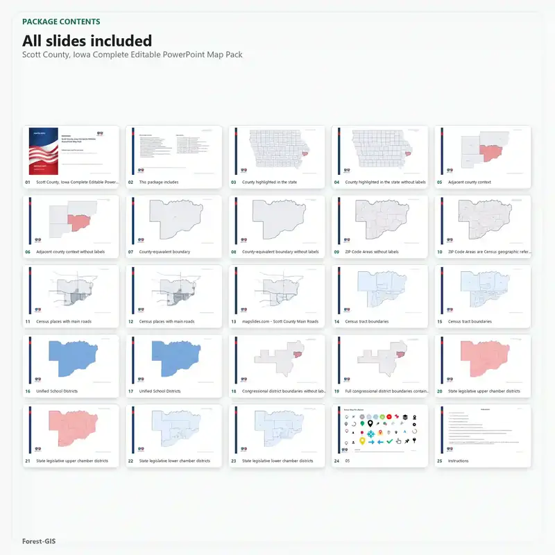 Scott County, Iowa Editable Map Pack - Image 2
