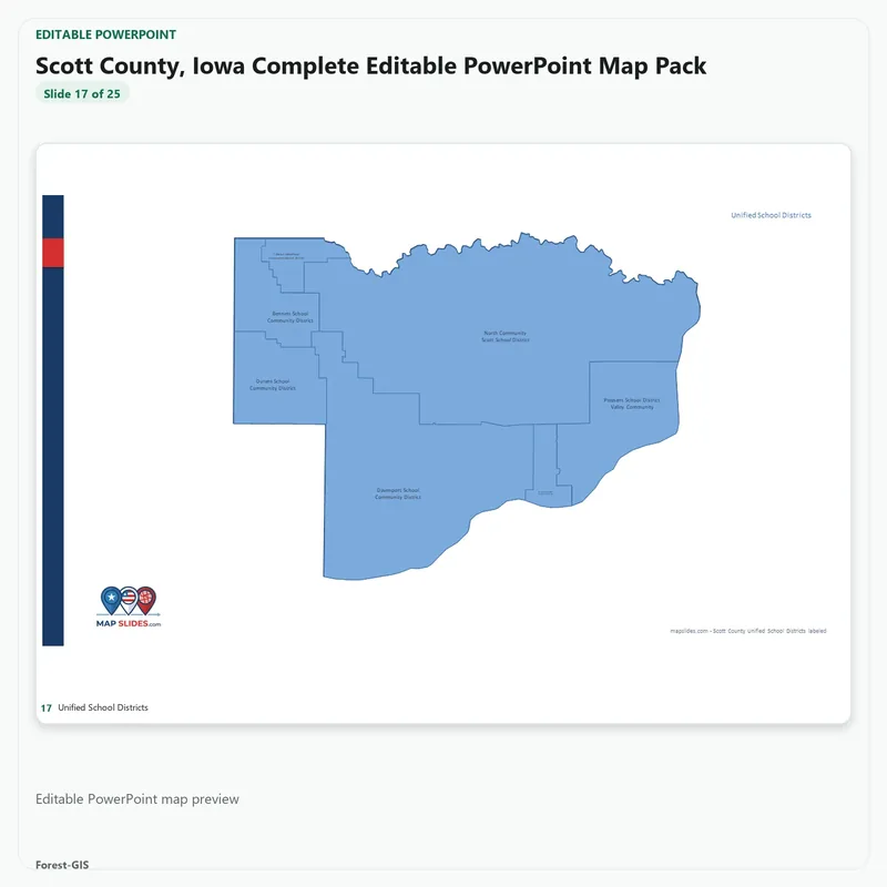 Scott County, Iowa Editable Map Pack - Image 5