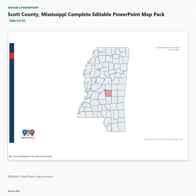 Scott County, Mississippi Editable Map Pack - Image 4
