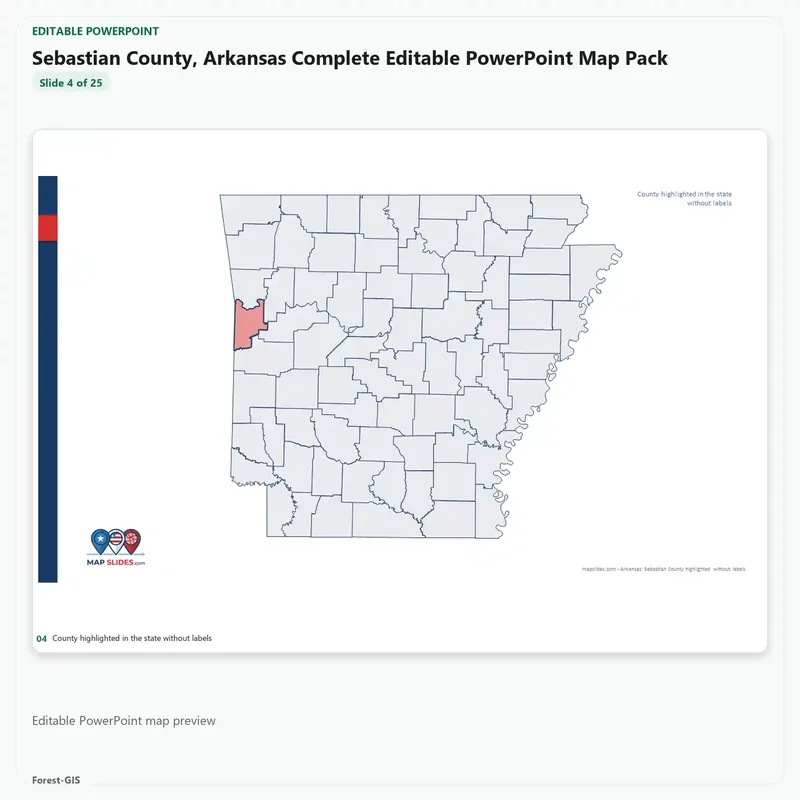 Sebastian County, Arkansas Editable Map Pack - Image 4