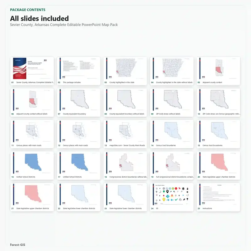 Sevier County, Arkansas Editable Map Pack - Image 2