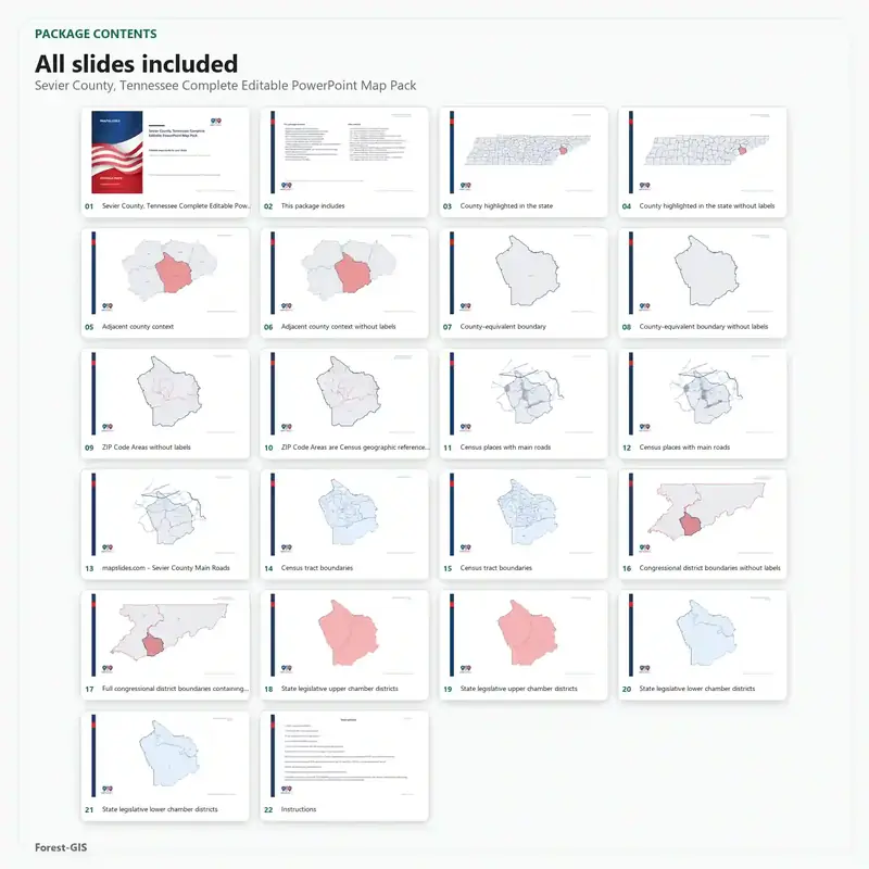 Sevier County, Tennessee Editable Map Pack - Image 2
