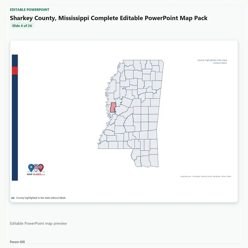Sharkey County, Mississippi Editable Map Pack - Image 4