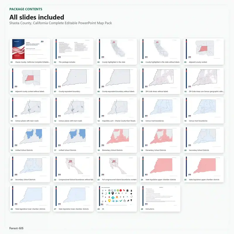 Shasta County, California Editable Map Pack - Image 2