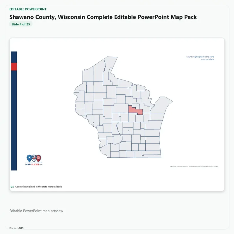 Shawano County, Wisconsin Editable Map Pack - Image 4
