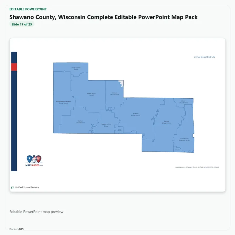 Shawano County, Wisconsin Editable Map Pack - Image 5