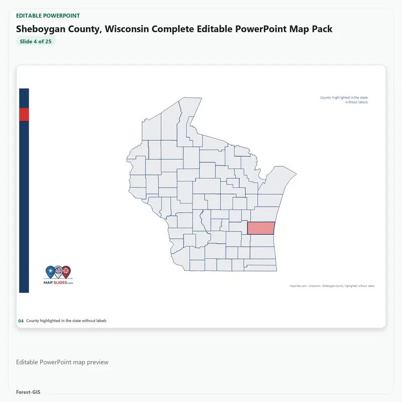Sheboygan County, Wisconsin Editable Map Pack - Image 4