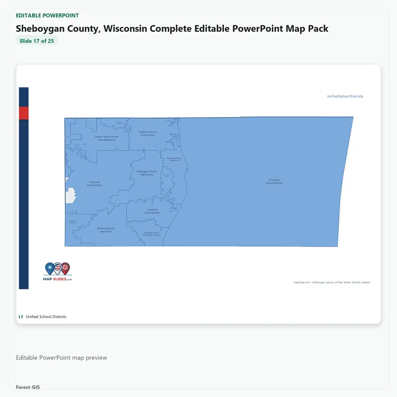 Sheboygan County, Wisconsin Editable Map Pack - Image 5