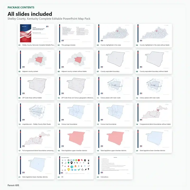 Shelby County, Kentucky Editable Map Pack - Image 2