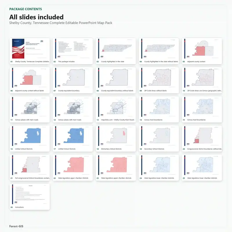 Shelby County, Tennessee Editable Map Pack - Image 2